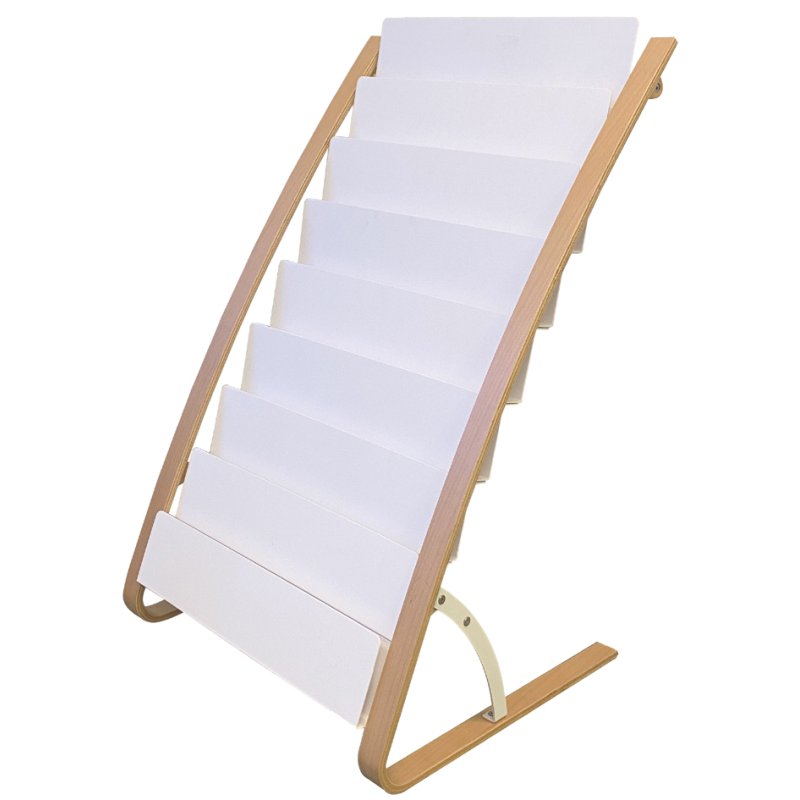 ALBA porte-brochures 6 cases, modèle sur pied, blanc, 340 mm de large